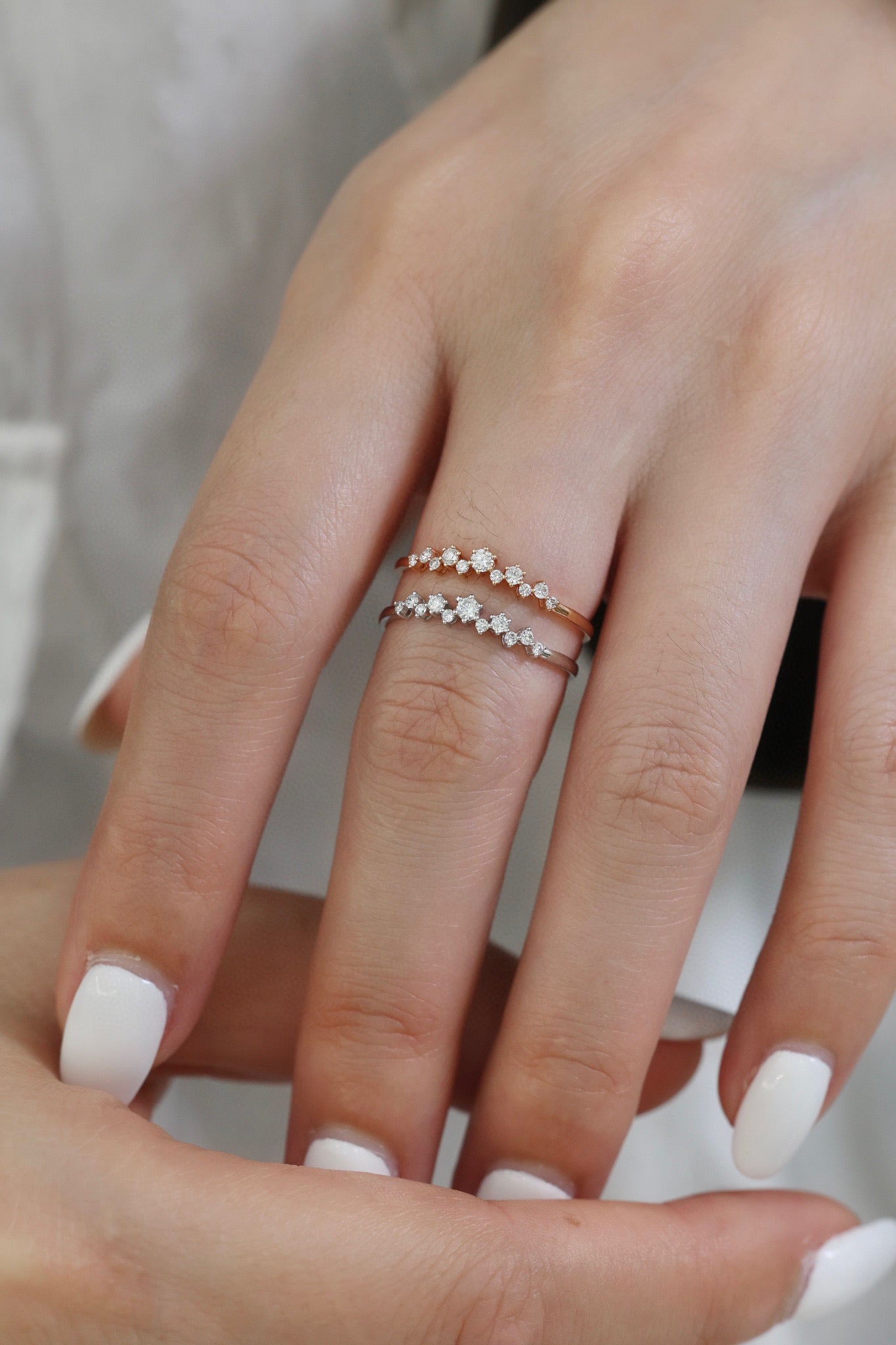 18K Solid gold Genuine Diamond Ring, 0.16ct diamond band, stackable ring