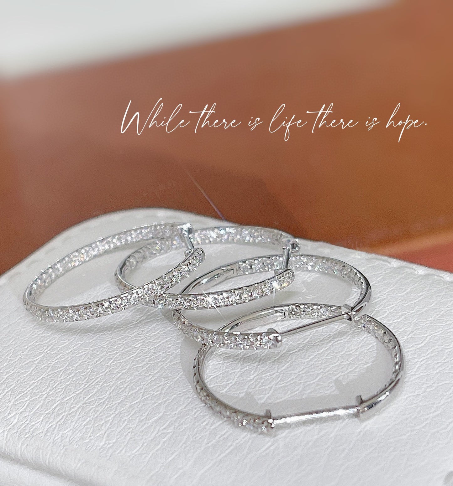 Classic 18K Solid Gold Full Diamond Big Hoop Earrings, gift for her