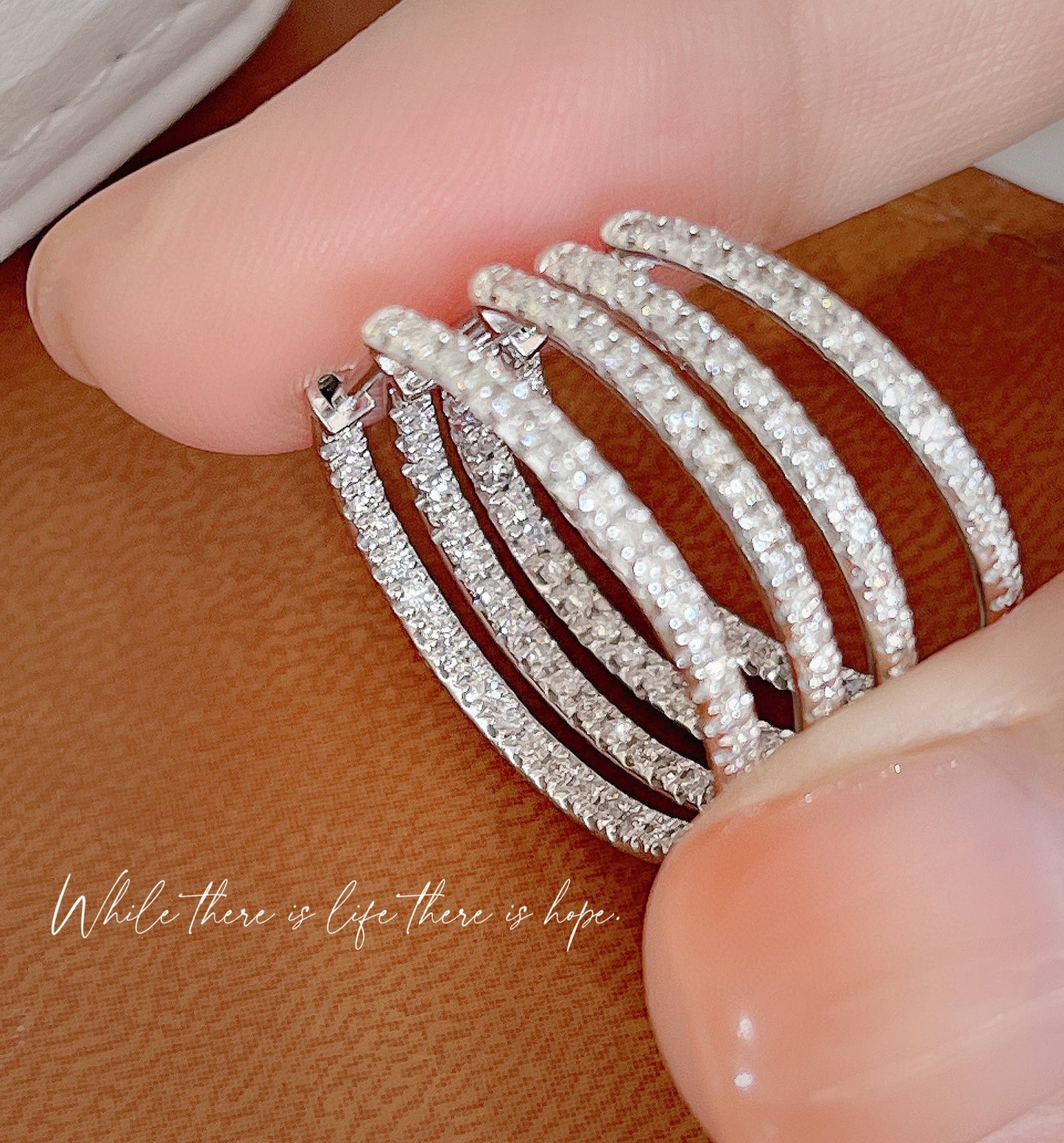 Classic 18K Solid Gold Full Diamond Big Hoop Earrings, gift for her