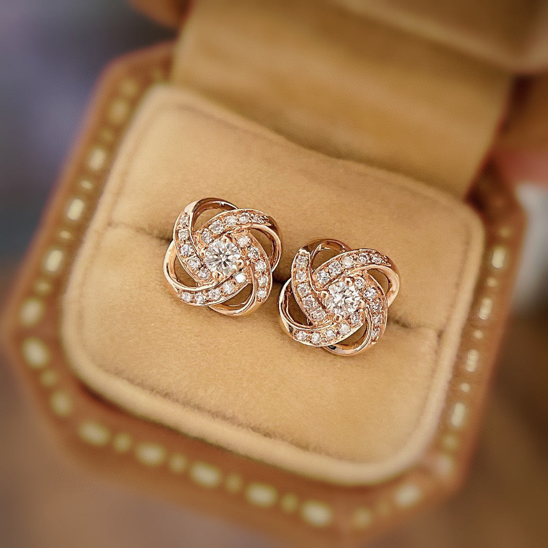 Dainty 18K Solid Gold Diamond Stud Earrings, everyday wear earrings
