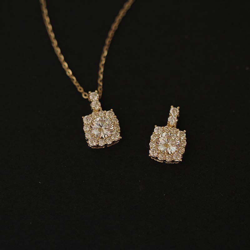 Mini Dainty 9K Solid Gold CZ Diamond Pendant, Solid Gold CZ Diamond Pendant necklace