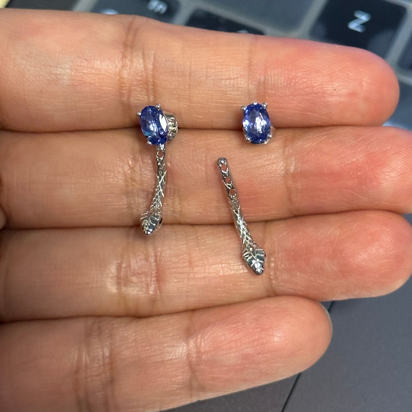 925 Sterling silver natural Tanzanite Snake Earrings