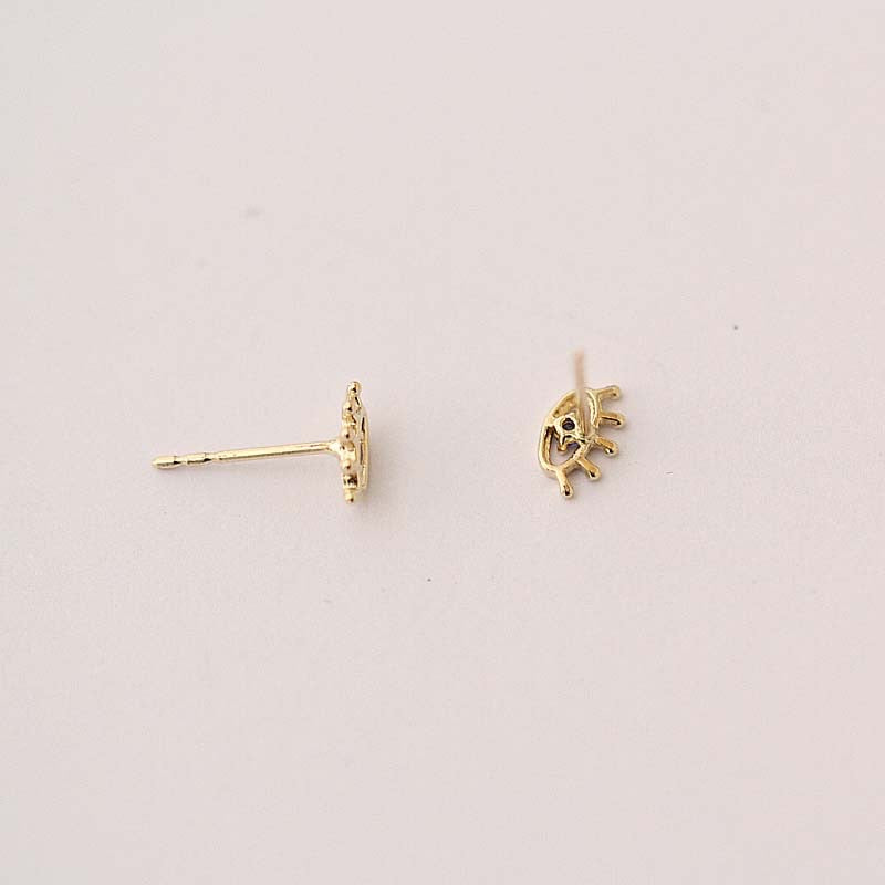 Mini 9K Solid Gold blue Eye Stud Earrings, Solid Gold Stud Earrings