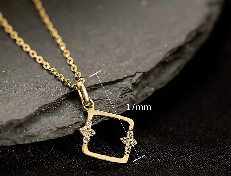 Vintage 14K Solid Gold CZ Diamond Pendant, Solid gold pendant necklace