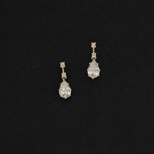 Dainty 9K Solid Gold CZ Diamond Stud Earrings, Solid Gold Stud earrings