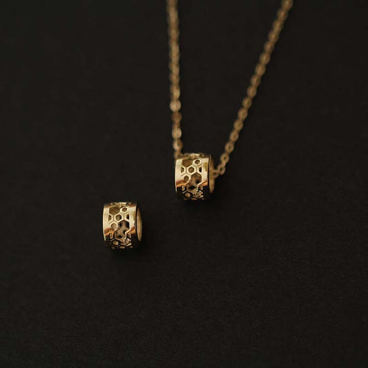 Mini 9K Solid Gold Honeycomb Pendant, Solid Gold Pendant