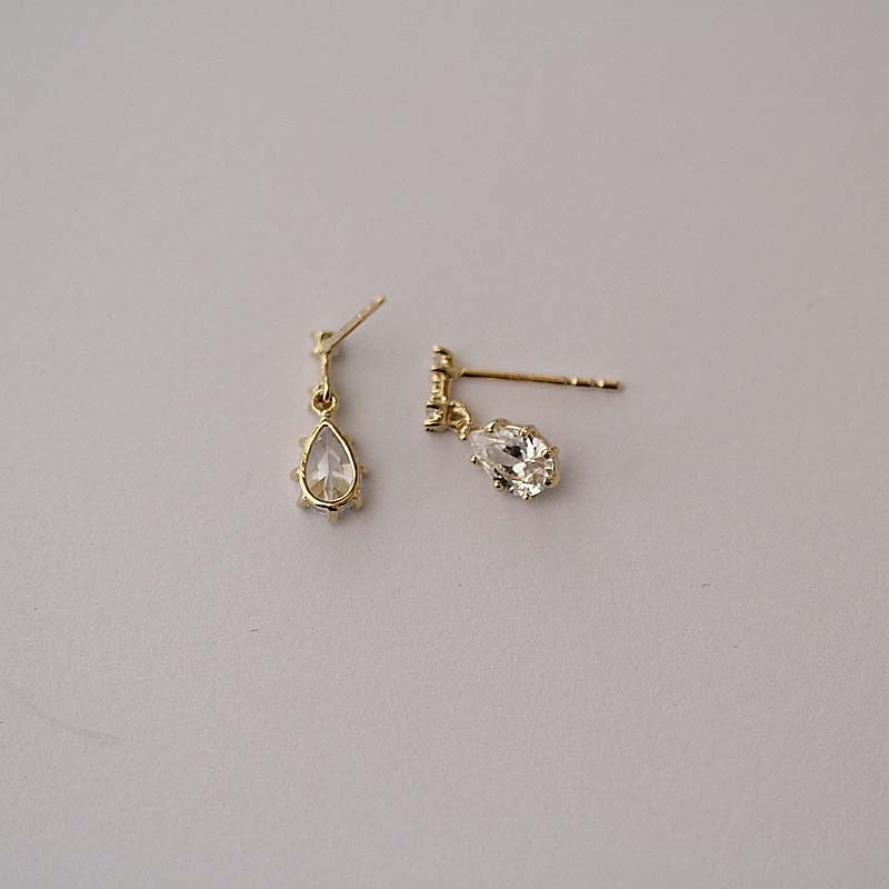 Dainty 9K Solid Gold CZ Diamond Stud Earrings, Solid Gold Stud earrings