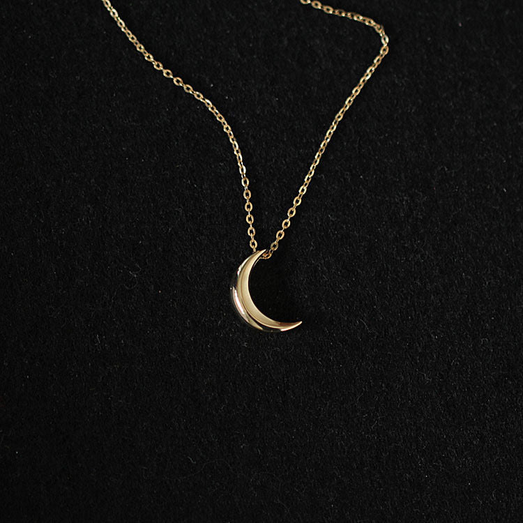 9K solid gold Moon Pendant Necklace, 9K Solid Gold Pendant