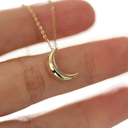 9K solid gold Moon Pendant Necklace, 9K Solid Gold Pendant