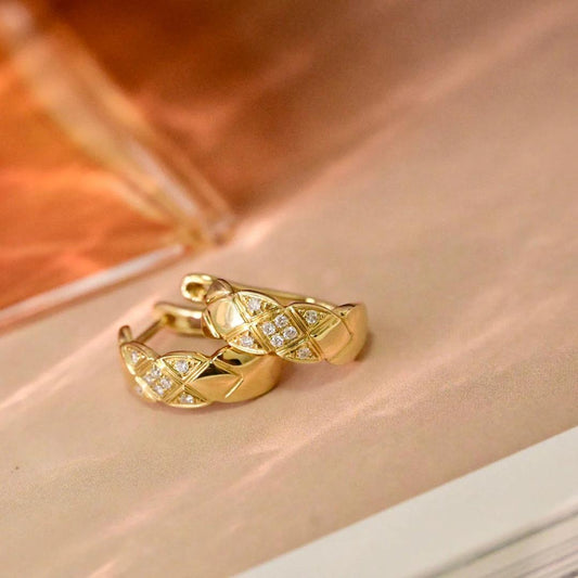 125 Custom order / 18K solid gold diamond hoops earrings