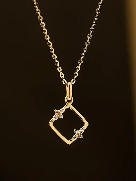 Vintage 14K Solid Gold CZ Diamond Pendant, Solid gold pendant necklace