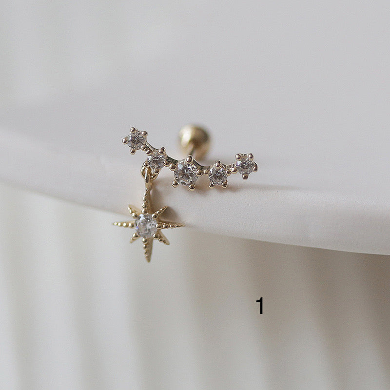 10K Solid Gold CZ Diamond Screw back earring, Solid Gold earrings