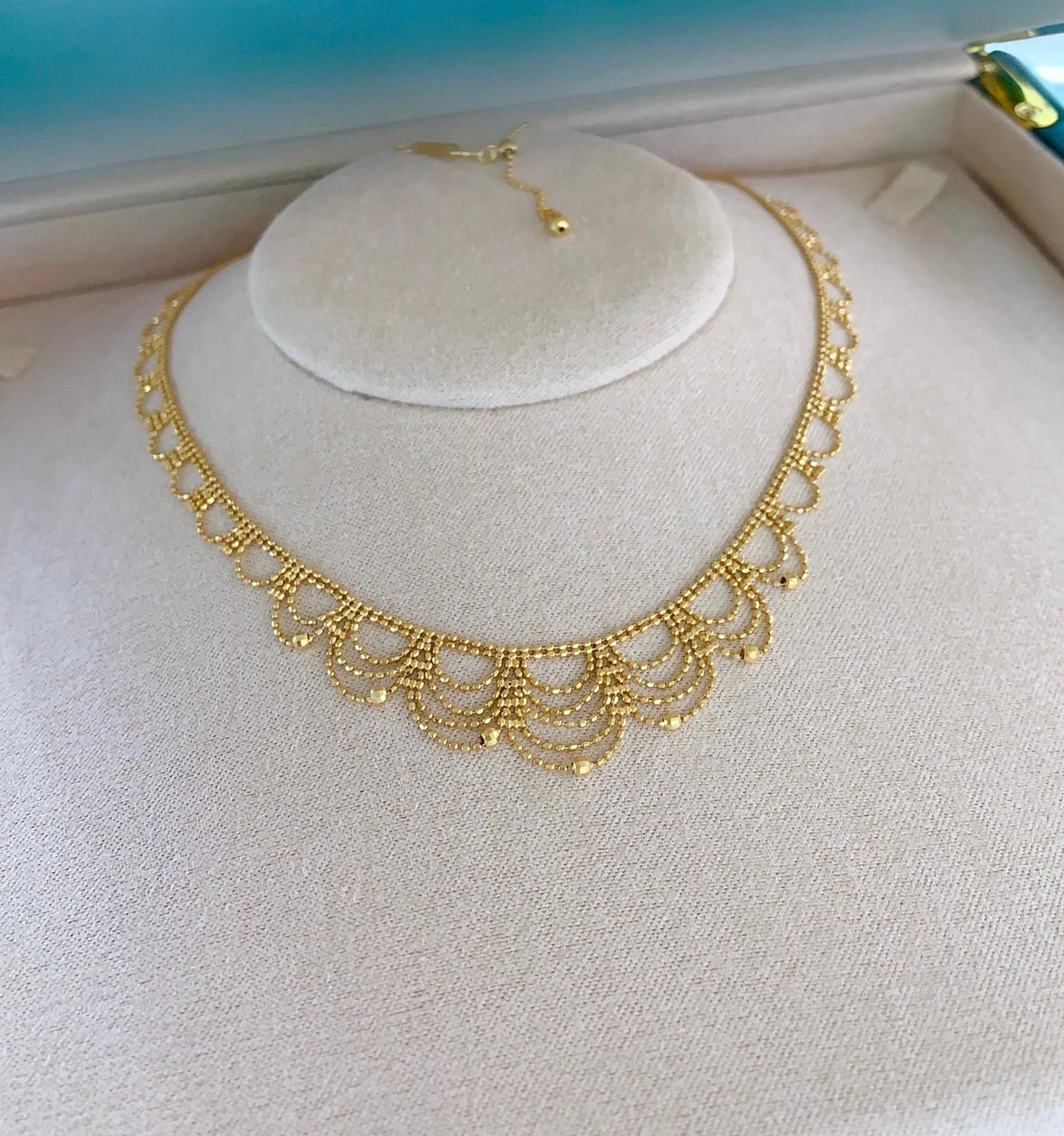 Vintage K Gold Lace Necklace/18K Solid Gold Lace necklace/Bridal Necklace/Wedding Necklace/Engagement Jewelry/High Jewelry/gift for her