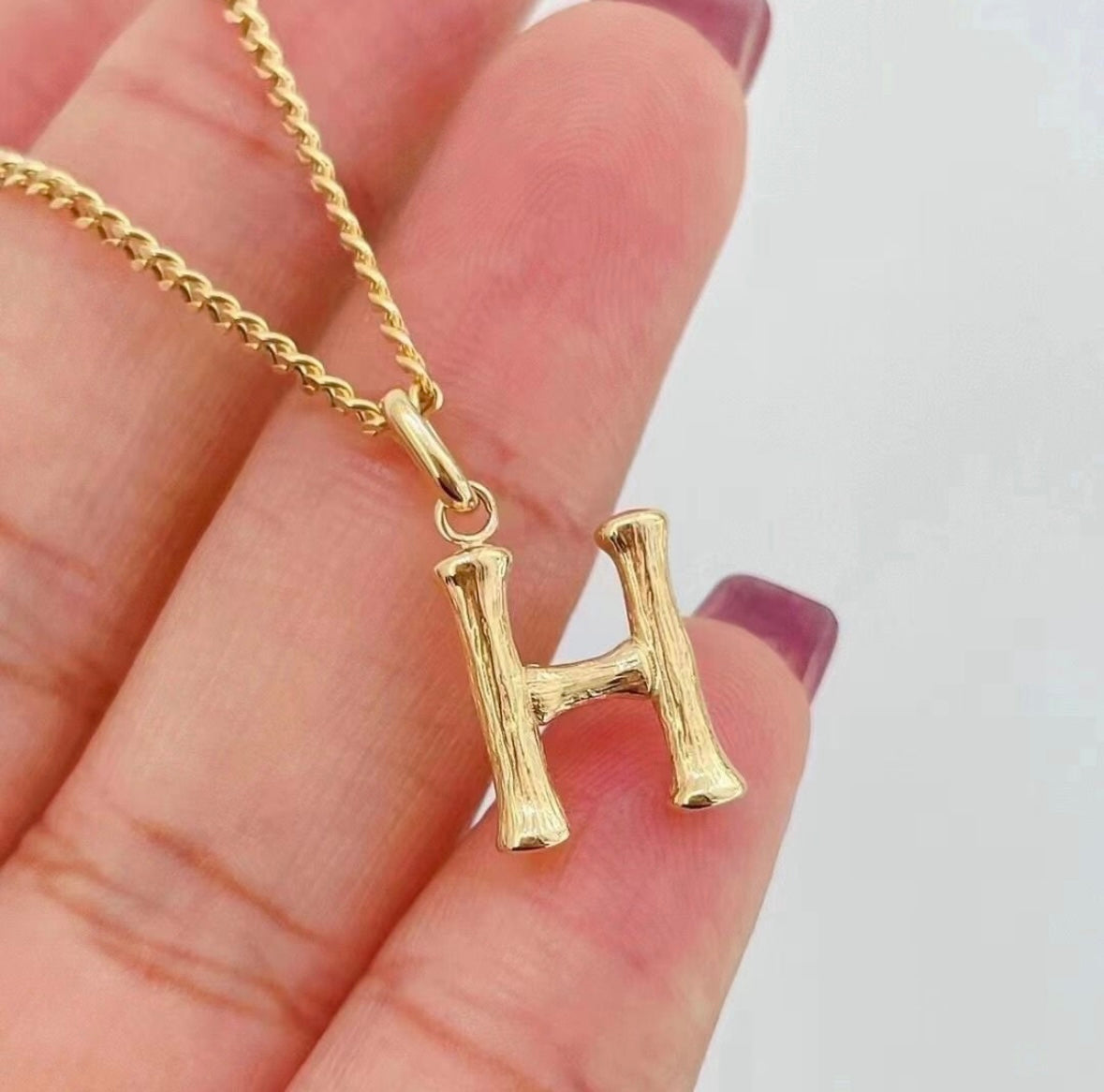 Custom order/ 18K Solid Gold Letter H pendant