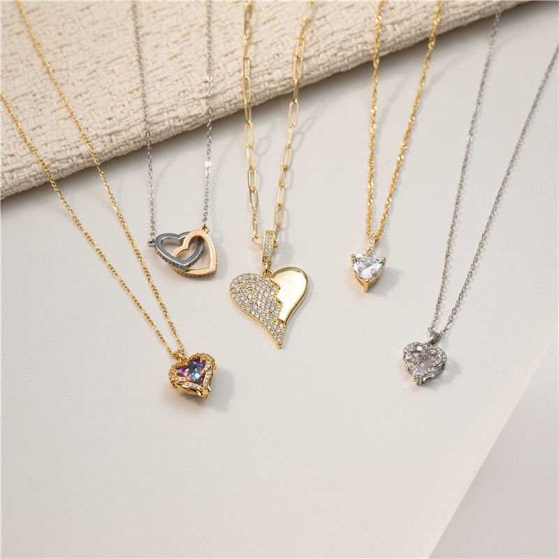 Heart necklace, 18K gold heart pendant necklace, Heart charm necklace