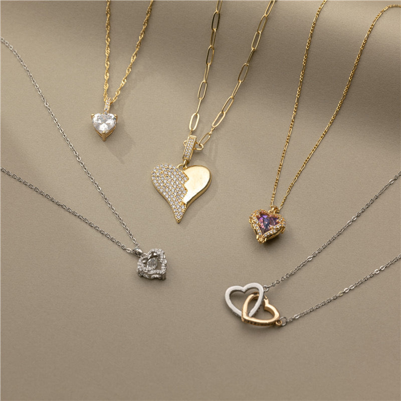 Heart necklace, 18K gold heart pendant necklace, Heart charm necklace