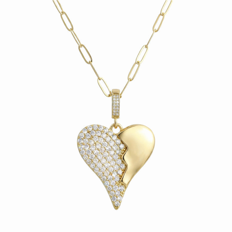 Heart necklace, 18K gold heart pendant necklace, Heart charm necklace