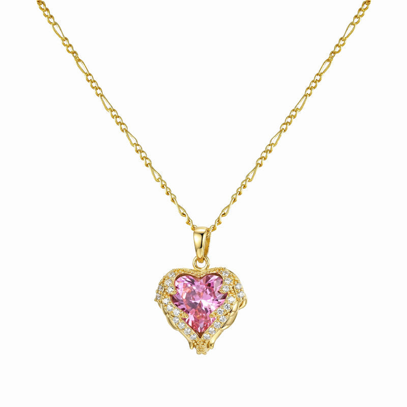 Heart necklace, 18K gold heart pendant necklace, Heart charm necklace