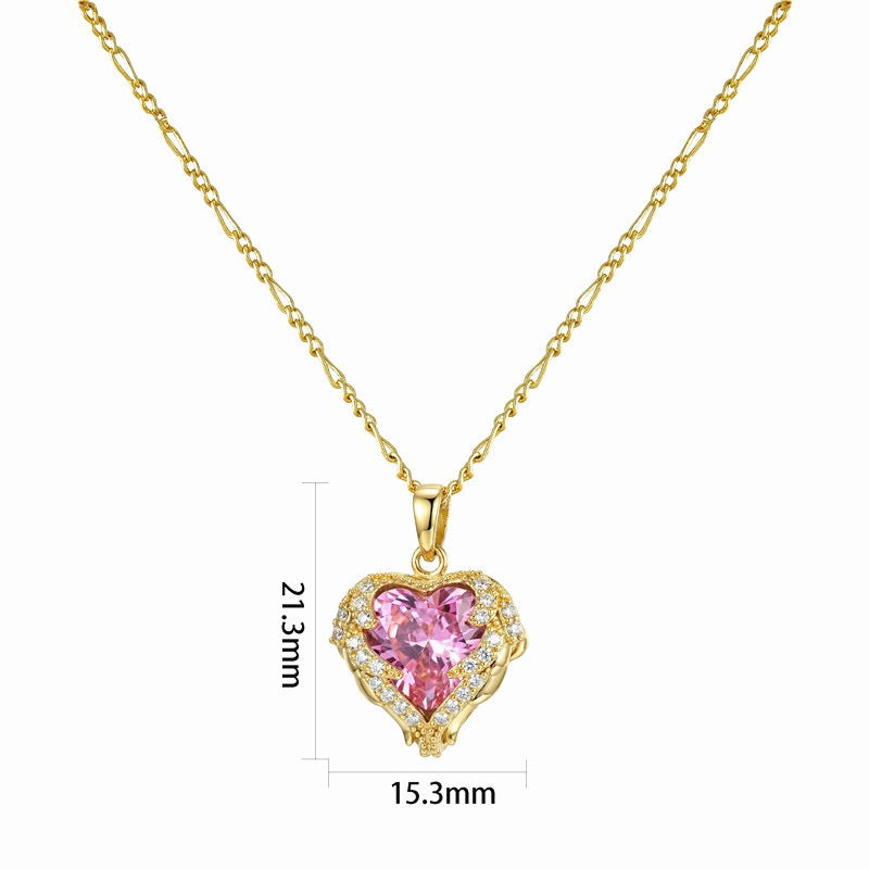 Heart necklace, 18K gold heart pendant necklace, Heart charm necklace
