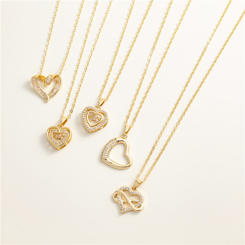 Heart necklace, 18K gold heart pendant necklace, Heart charm necklace