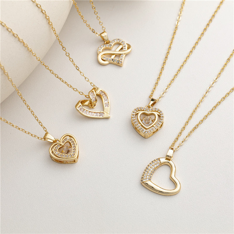 Heart necklace, 18K gold heart pendant necklace, Heart charm necklace