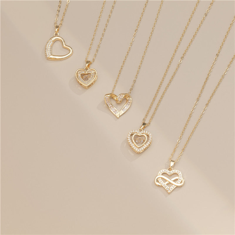 Heart necklace, 18K gold heart pendant necklace, Heart charm necklace