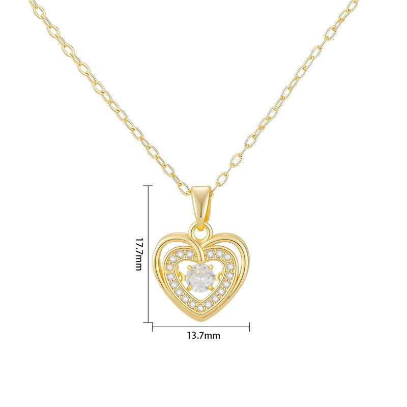 Heart necklace, 18K gold heart pendant necklace, Heart charm necklace