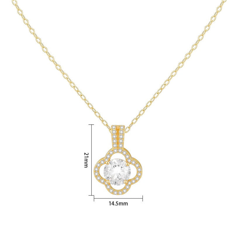 Clover necklace, 18K gold Clover pendant necklace, four leaf flower charm necklace