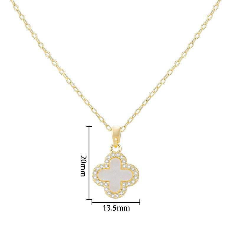 Clover necklace, 18K gold Clover pendant necklace, four leaf flower charm necklace