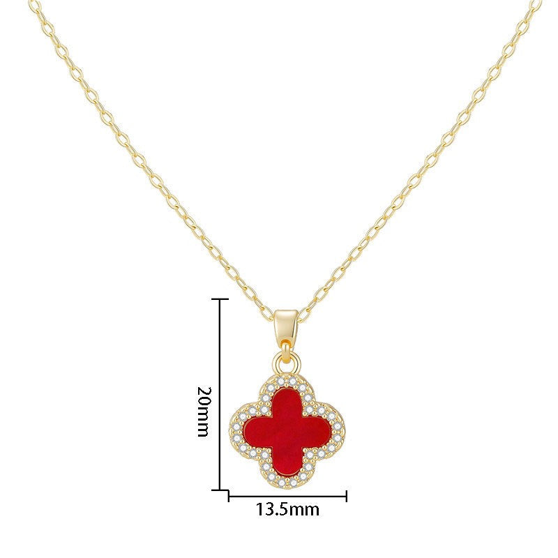 Clover necklace, 18K gold Clover pendant necklace, four leaf flower charm necklace