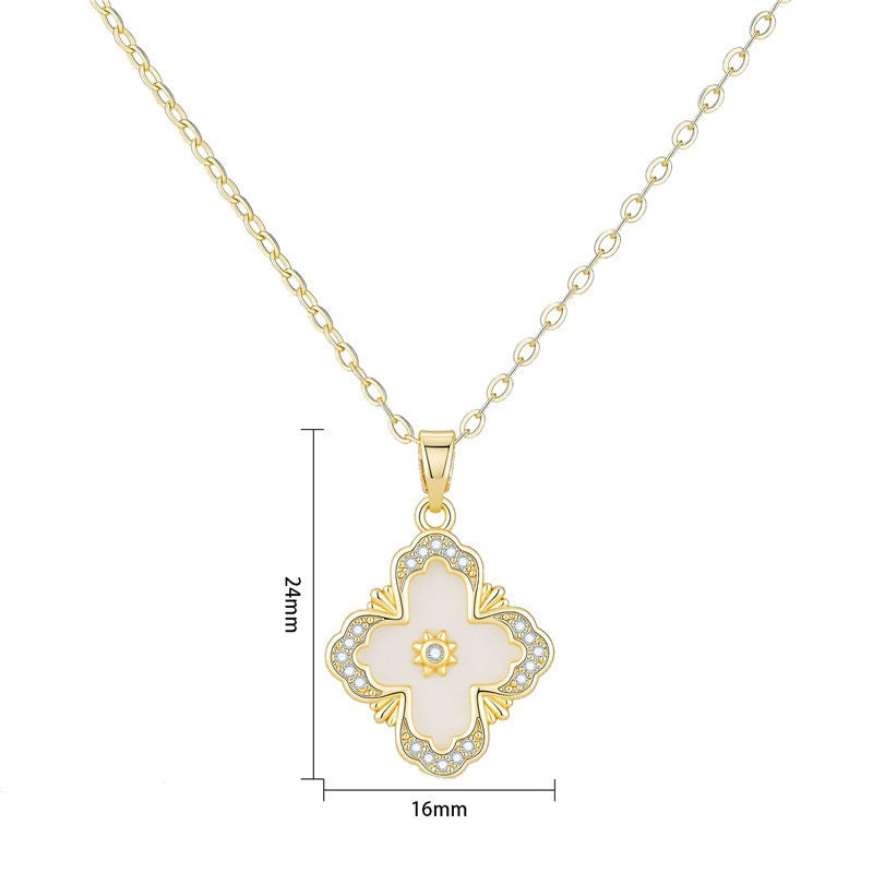 Clover necklace, 18K gold Clover pendant necklace, four leaf flower charm necklace