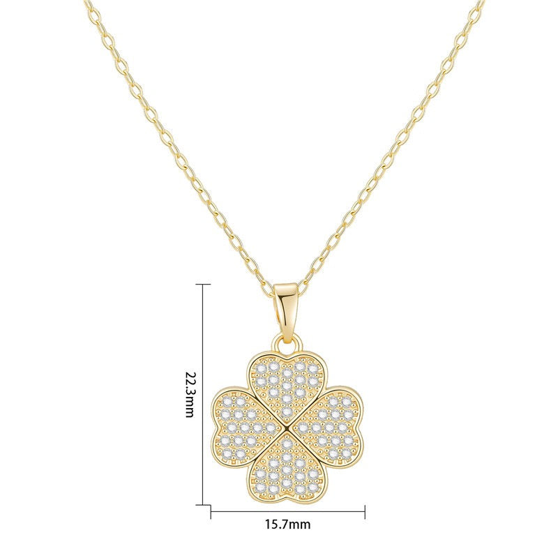 Clover necklace, 18K gold Clover pendant necklace, four leaf flower charm necklace