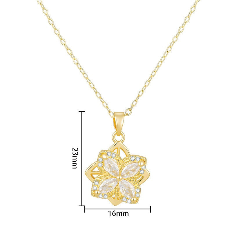 Clover necklace, 18K gold Clover pendant necklace, four leaf flower charm necklace