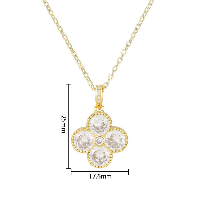 Clover necklace, 18K gold Clover pendant necklace, four leaf flower charm necklace