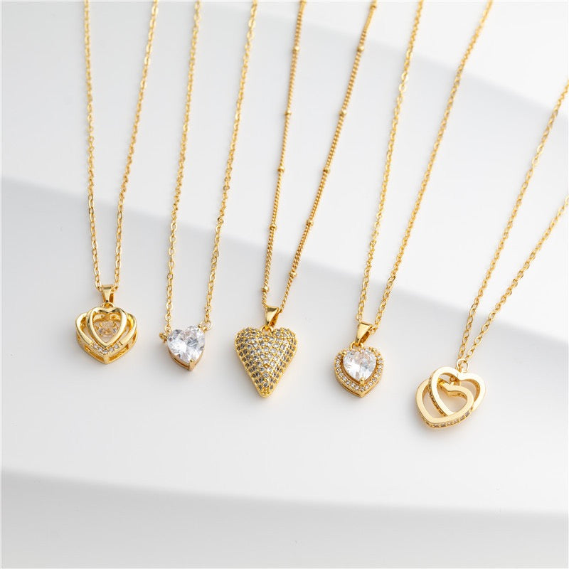 Heart necklace, 18K gold heart pendant necklace, Heart charm necklace