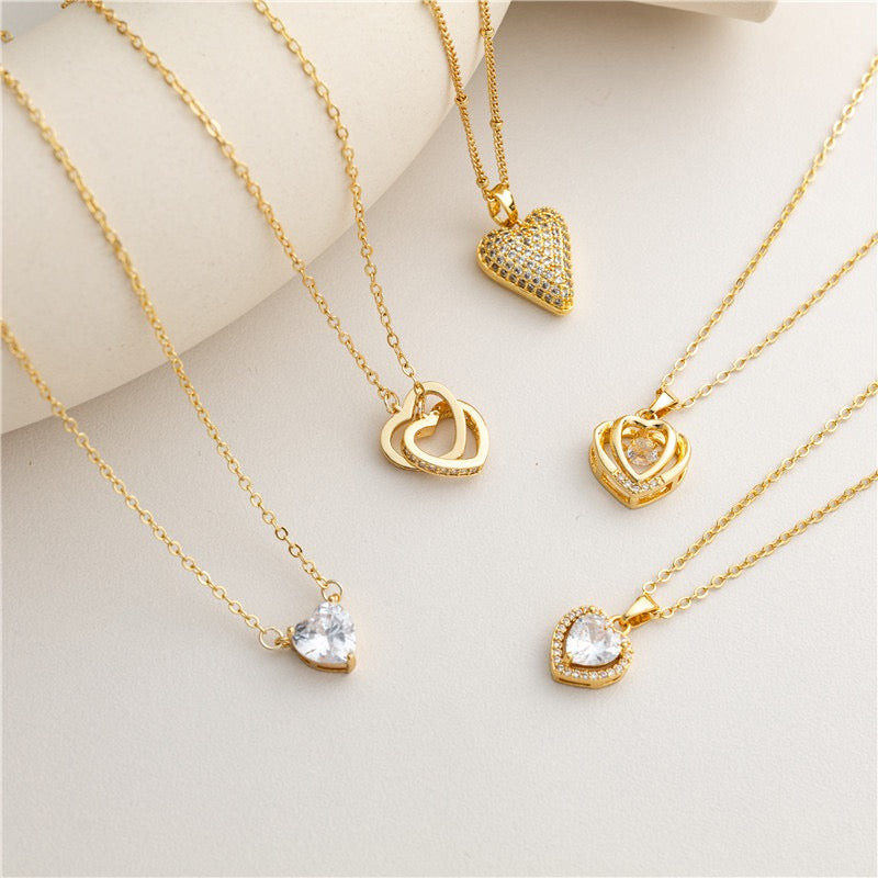 Heart necklace, 18K gold heart pendant necklace, Heart charm necklace