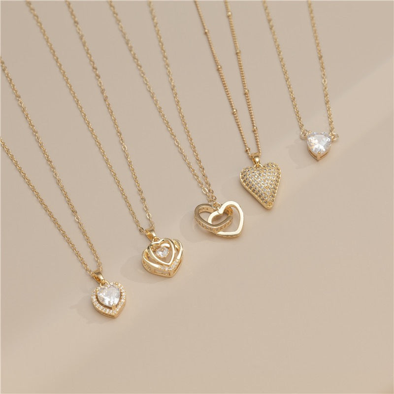 Heart necklace, 18K gold heart pendant necklace, Heart charm necklace
