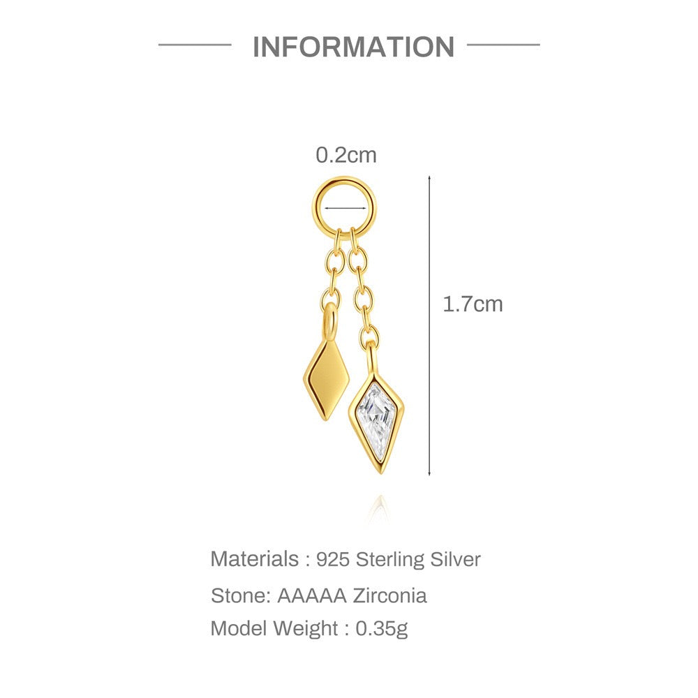 18K Gold plated Sterling Silver Double - layer chain tassel Zircon pendant, earrings  ,birthday gift for her