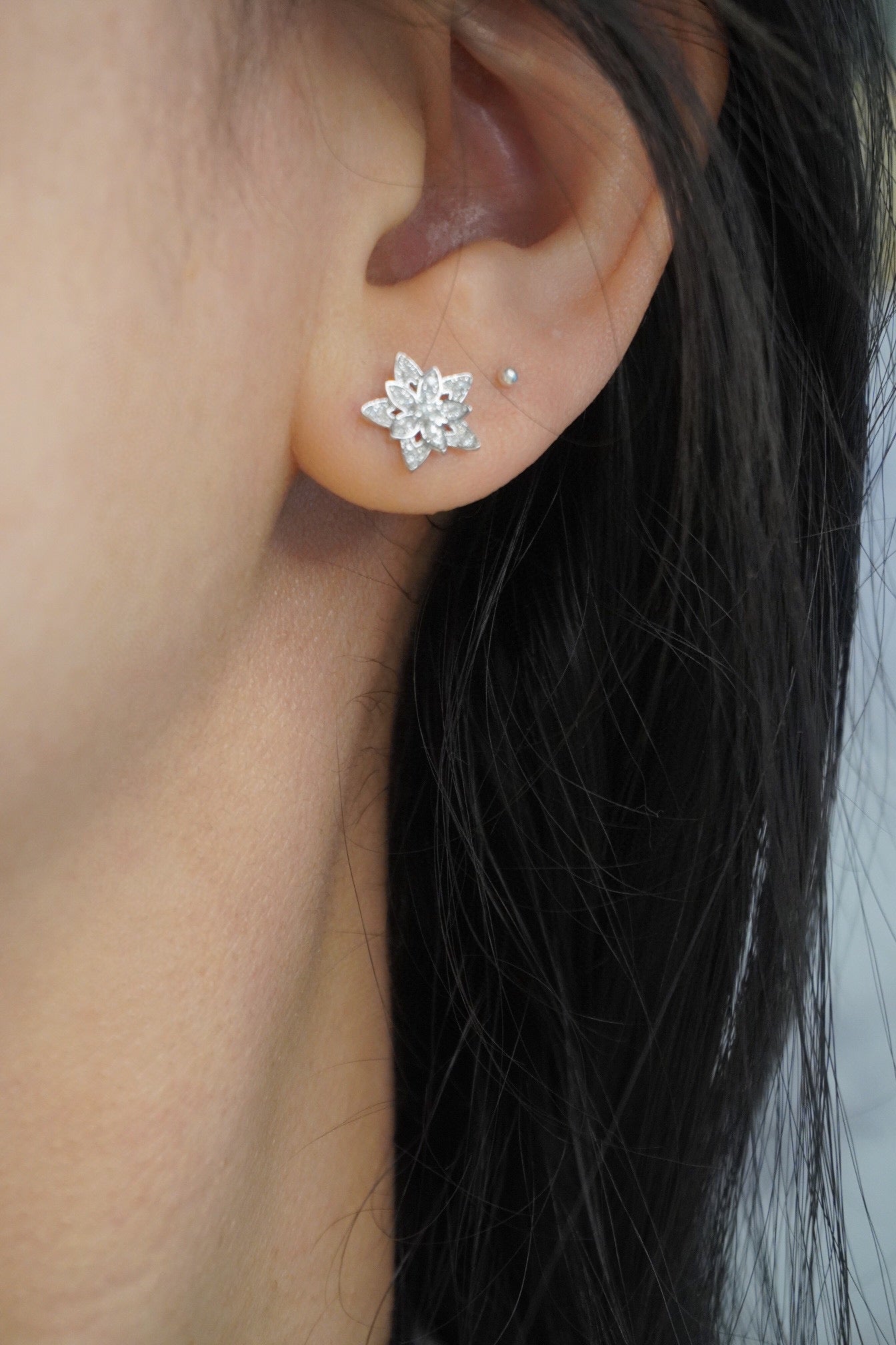 Dainty 18K Solid Gold Diamond Star Earrings, gift for her