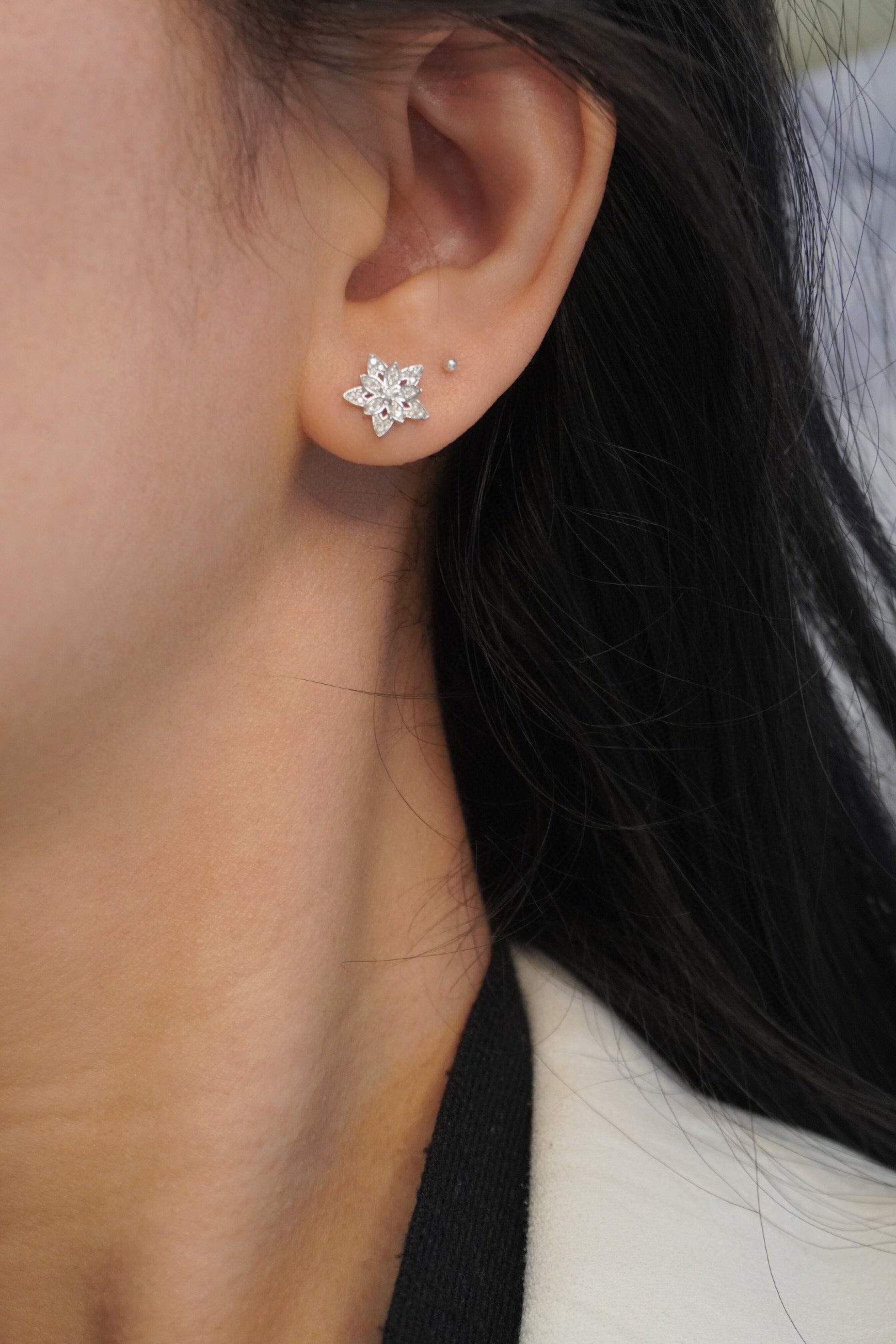 Dainty 18K Solid Gold Diamond Star Earrings, gift for her