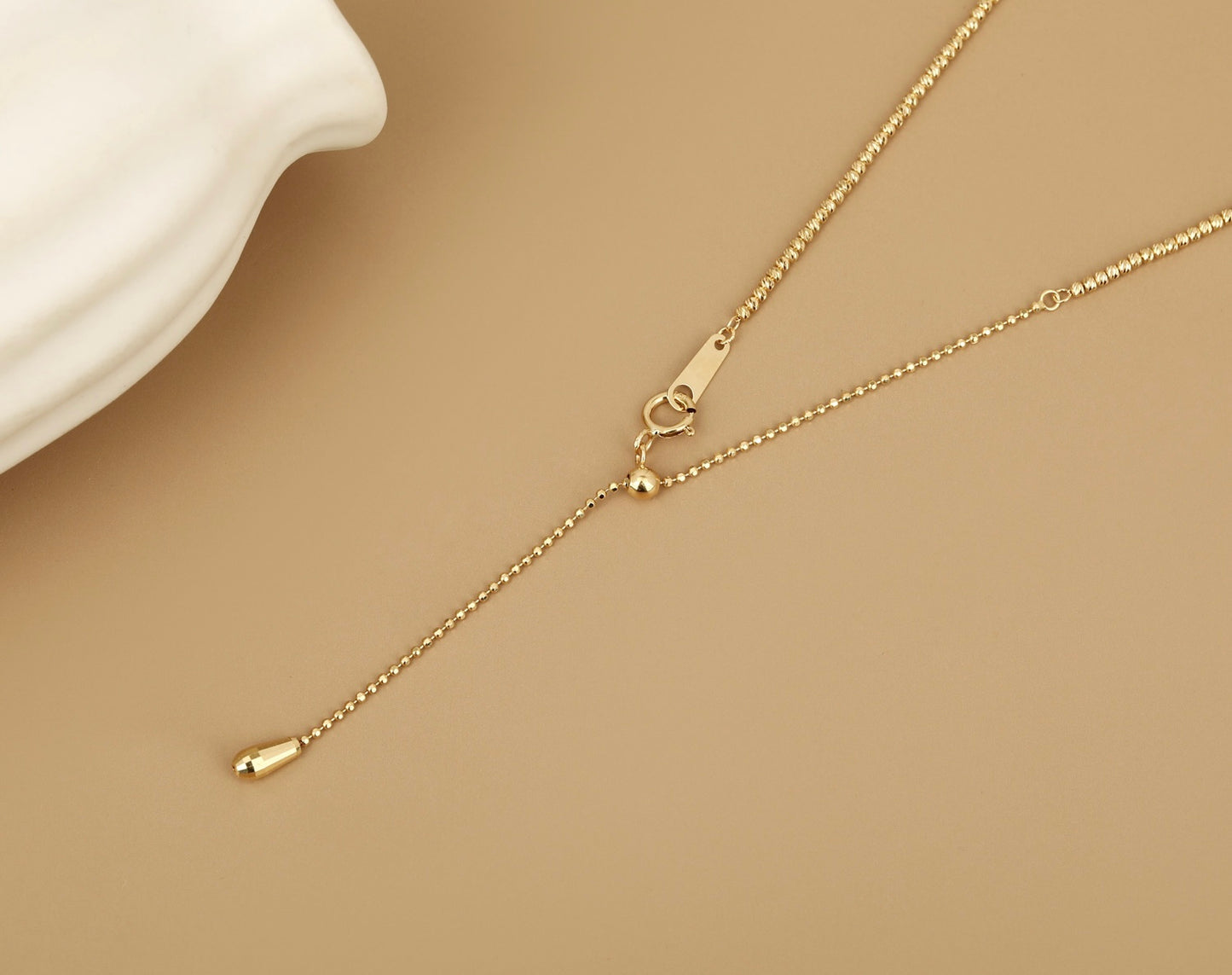 Minimalist 18K solid gold Laser process Beaded Necklace/Genuine 18K gold Bead necklace/Wedding Necklace/gift for her/K gold necklace