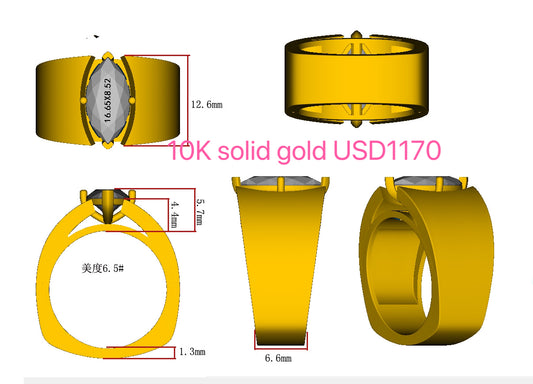 122/ custom order 10K solid gold ring