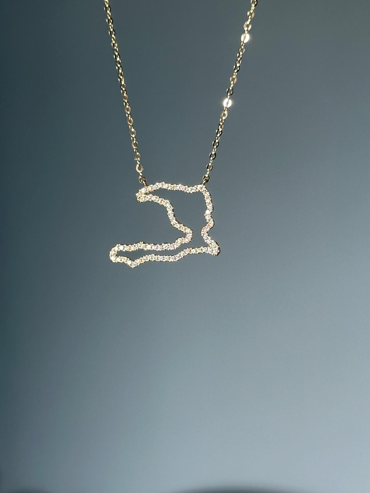 103 Custom order/18K Solid gold diamond map necklace
