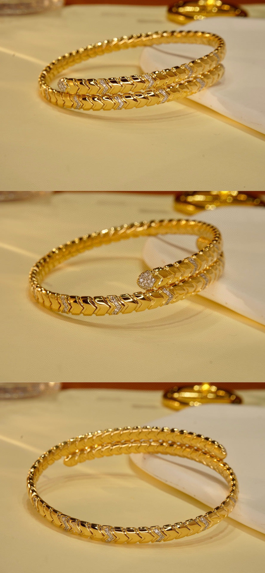 Fancy Gold Diamond Snake Bracelet, 18K Solid Gold Diamond Snake Bracelet