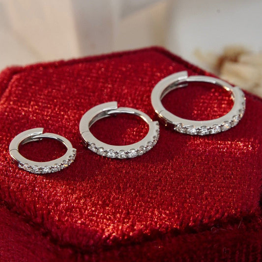 Classic Diamond Hoop Earrings, 18K Solid Gold Diamond Hoop Earrings