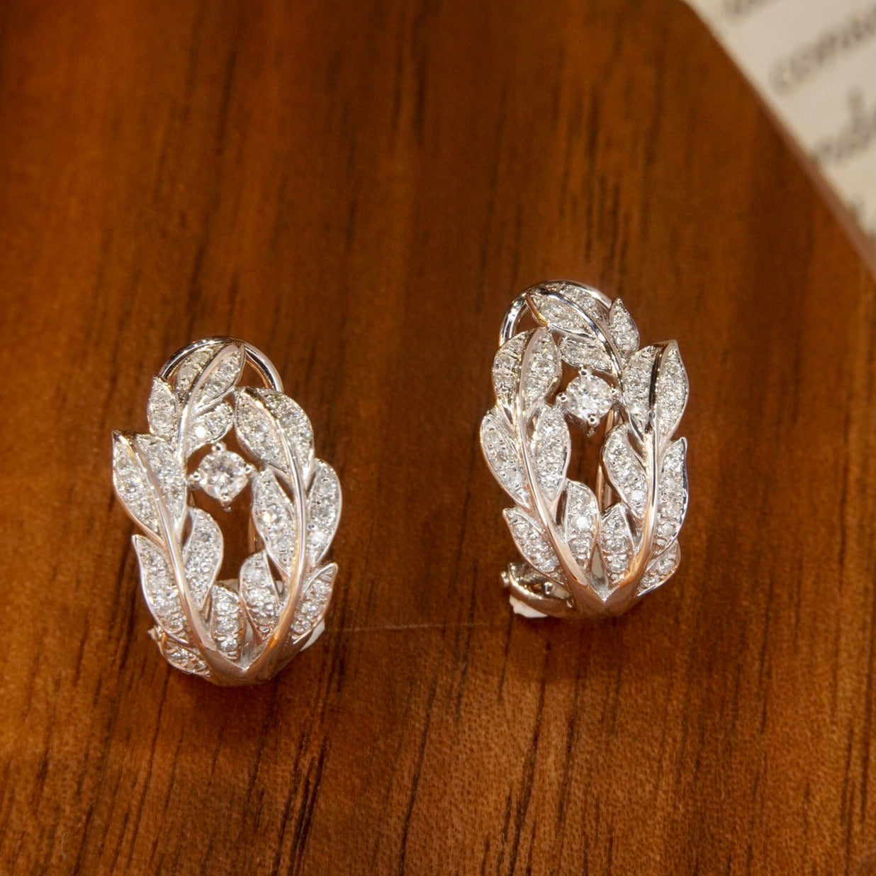 Laurel Leaf Diamond Earrings