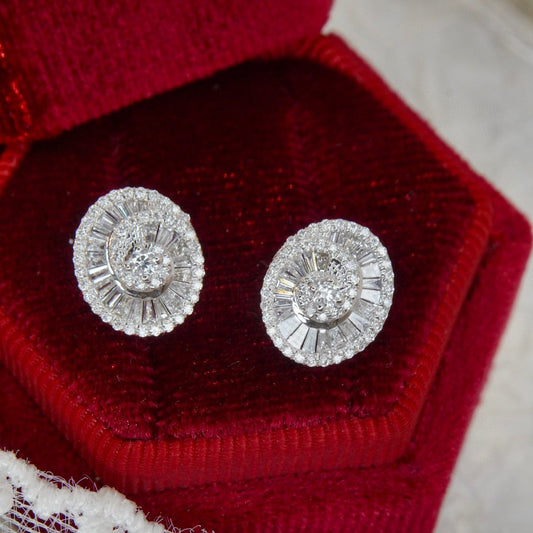 Unique Full Diamond Earrings, 18K Solid Gold Full Diamond Stud Earrings