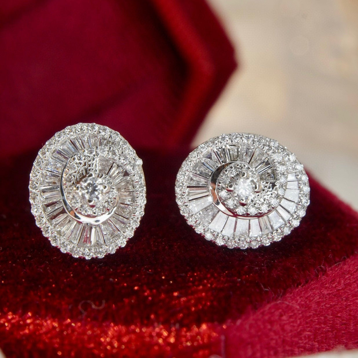 Unique Full Diamond Earrings, 18K Solid Gold Full Diamond Stud Earrings