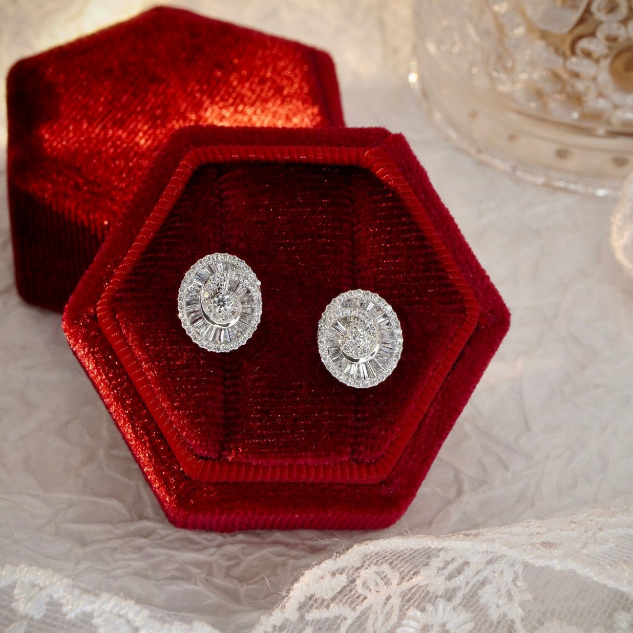 Unique Full Diamond Earrings, 18K Solid Gold Full Diamond Stud Earrings