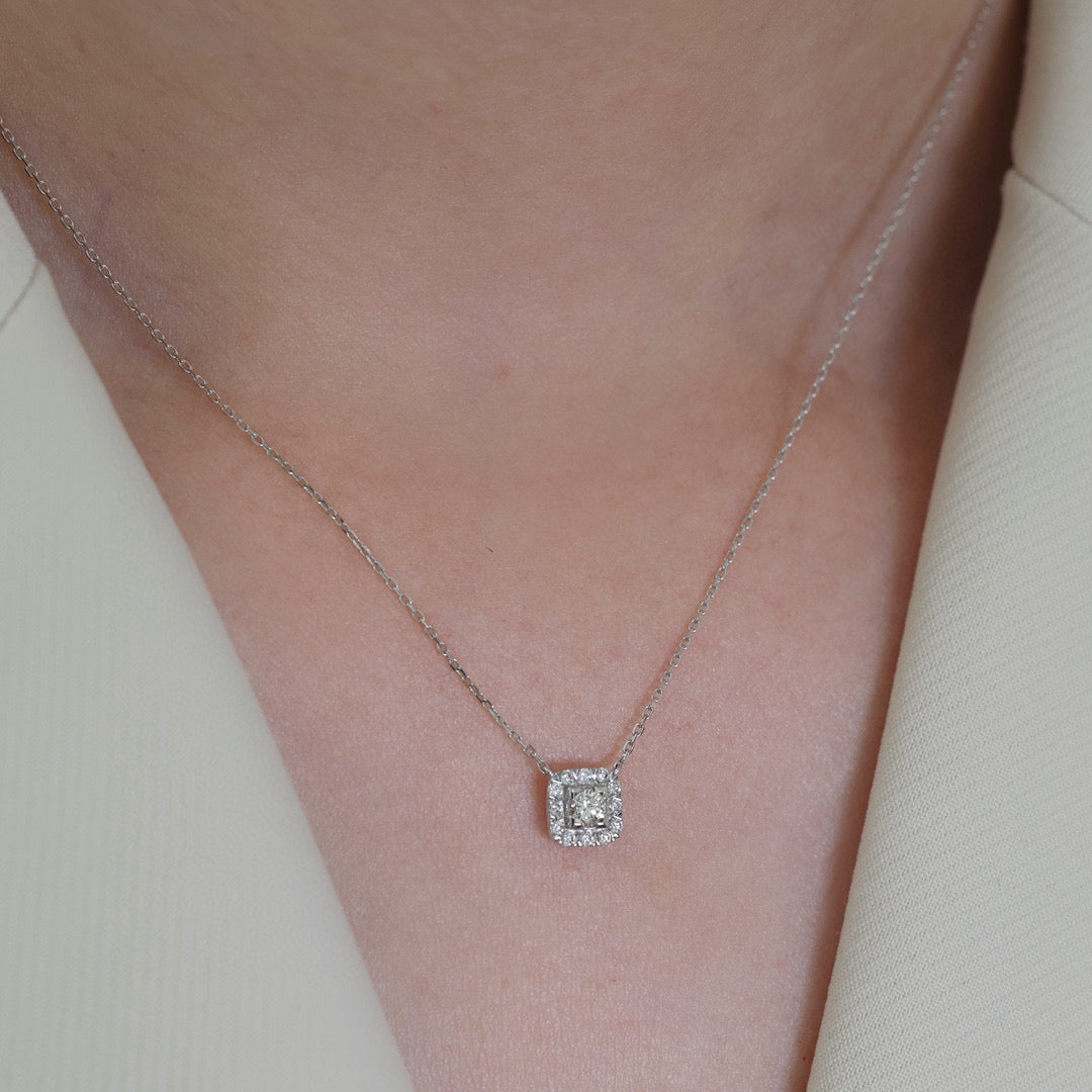 Classic Diamond Necklace, 18K Solid Gold Diamond Necklace, everyday wear necklace